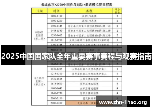 2025中国国家队全年重要赛事赛程与观赛指南