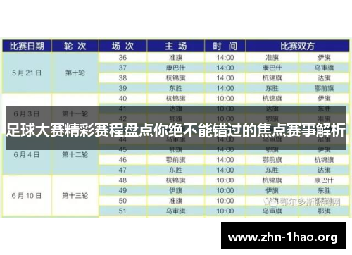 足球大赛精彩赛程盘点你绝不能错过的焦点赛事解析